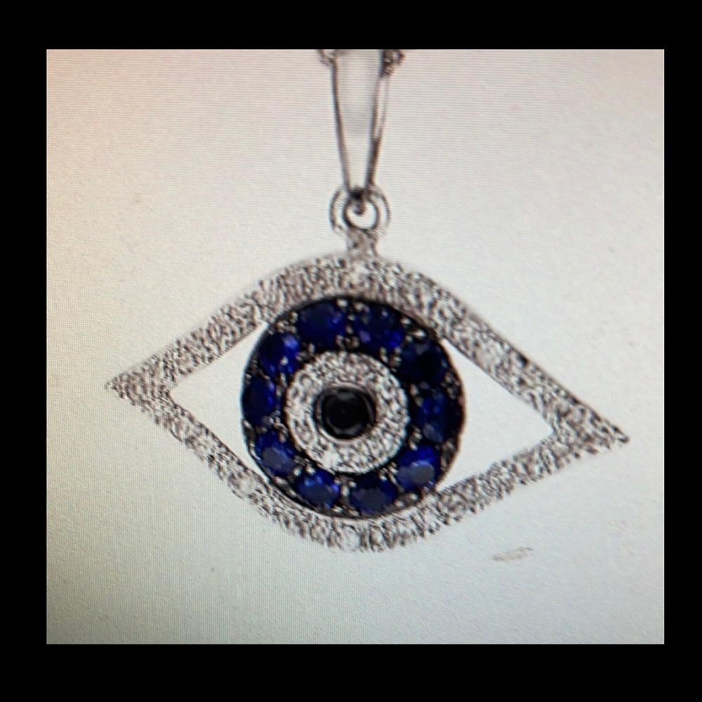 Effy diamond white gold sapphire evil eye pendant